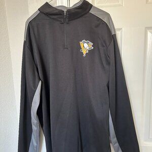 Fanatics Pittsburgh Penguins Long Sleeve Quarter Zip Pullover - Black/Gray - 2XL